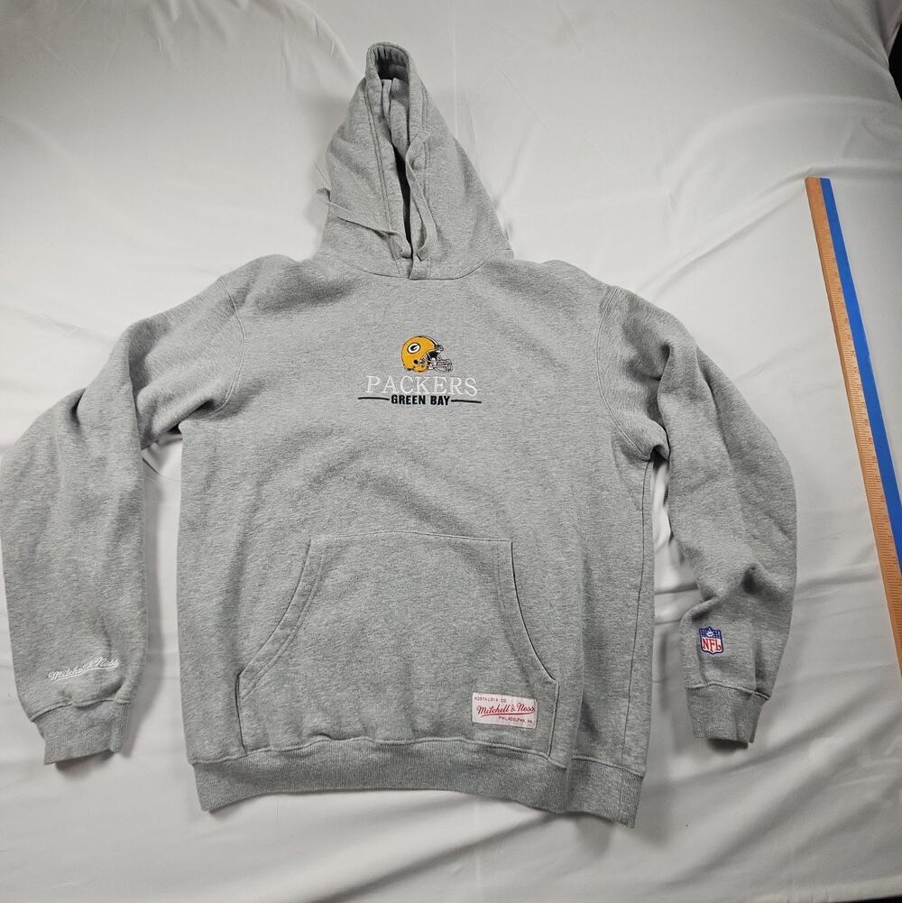 Mens Gray Steelers Hoodie Pullover Football Throwback Retro by Mitchell & Ness